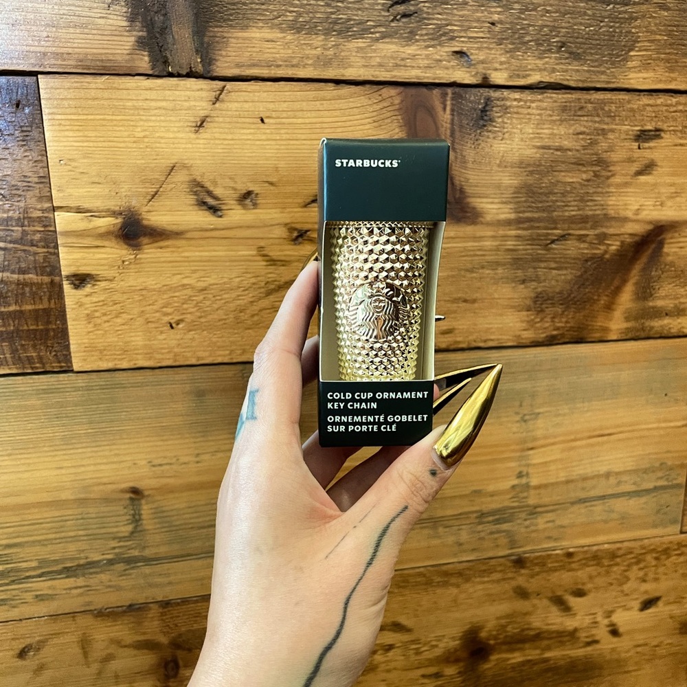 BNIB Gold Starbucks Cup Keychain Ornament